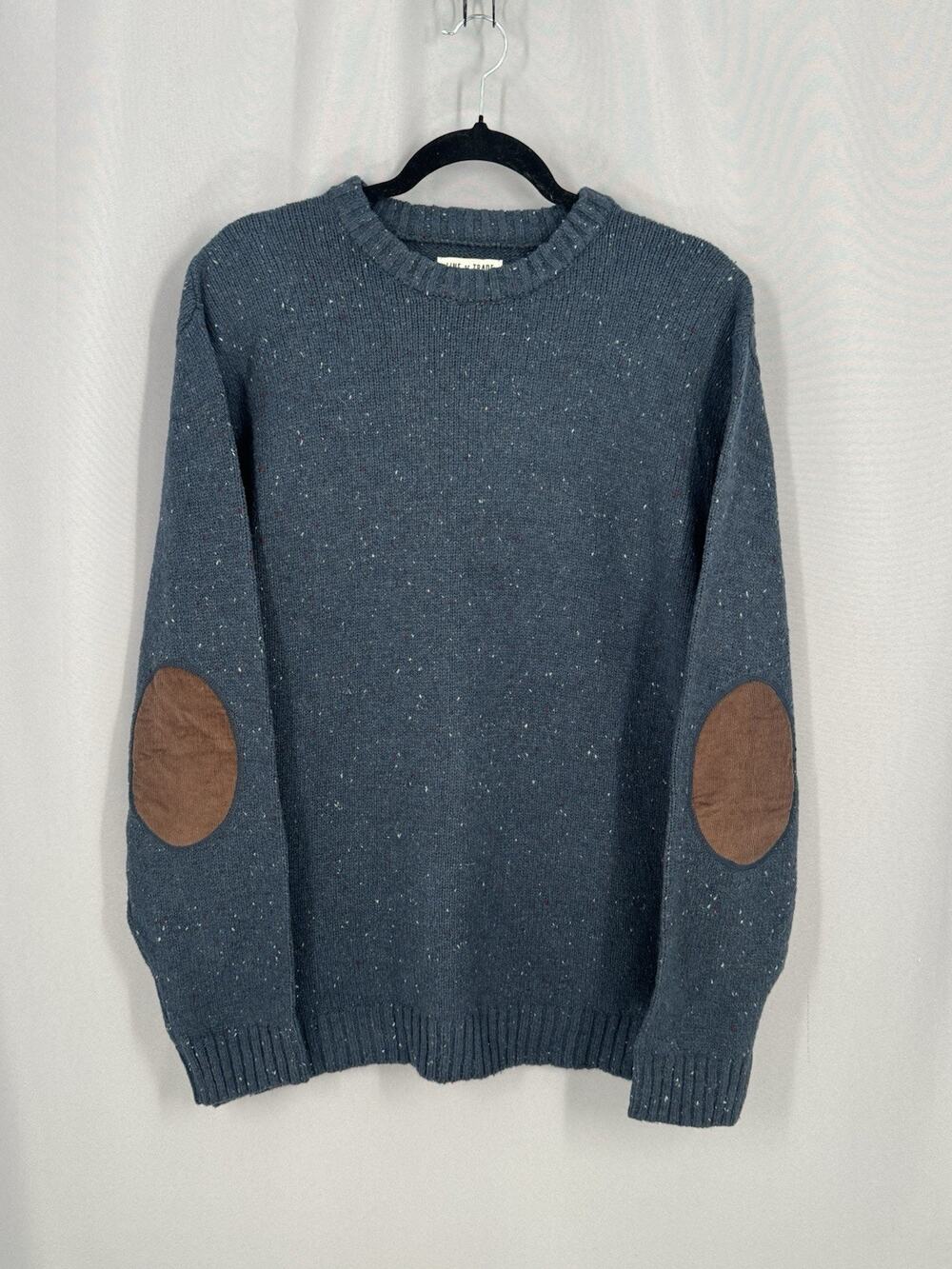 Line of Trade Men’s Large Starboard Donegal Sweater Midnight Wool Blend Crew